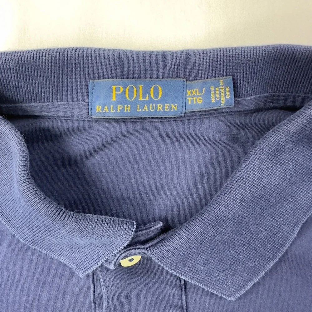 Polo Ralph Lauren Shirt Men's XXL Navy‎ Blue Short Sleeve White Pony SEE DESC.